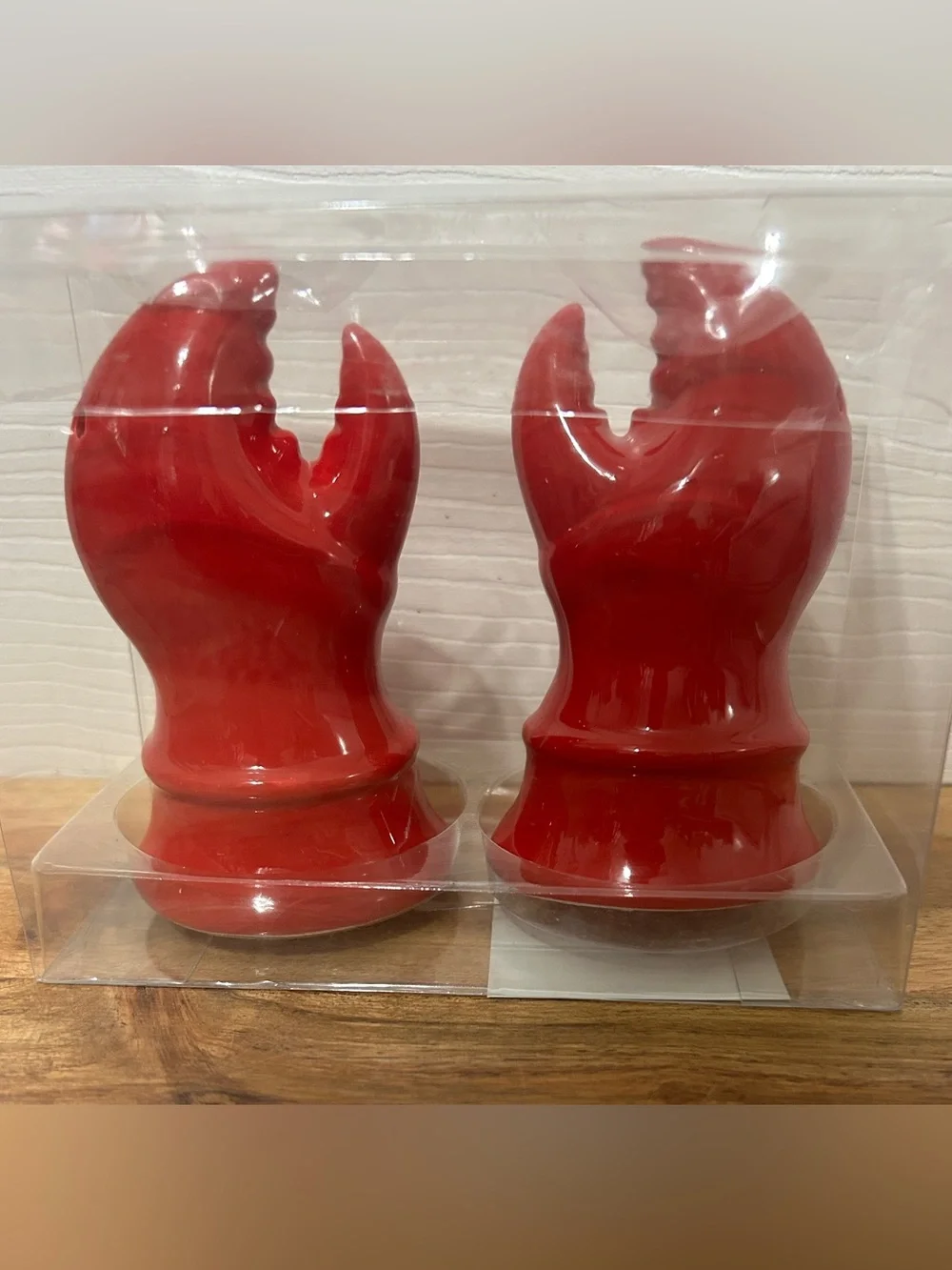 Lobster Claws Ceramic Salt & Pepper Shakers Set Red Coastal Hobby Lobby NEW